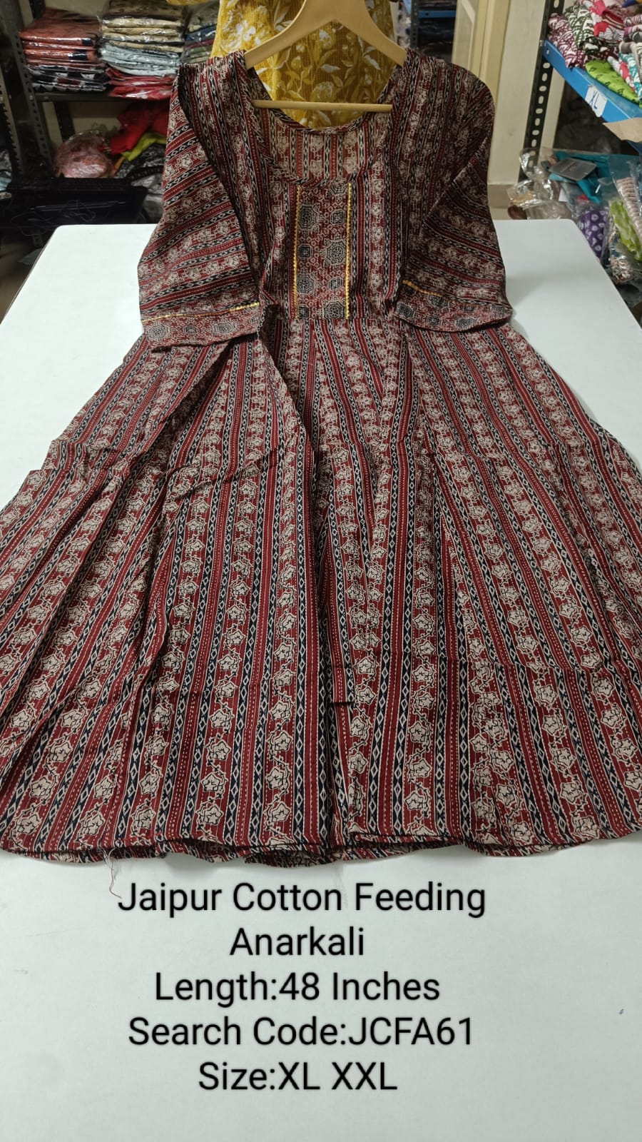 Maroon Jaipur Cotton Feeding Anarkali - JCFA61