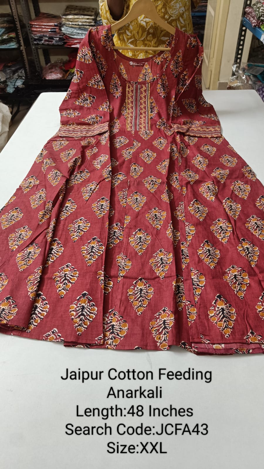 Maroon Jaipur Cotton Feeding Anarkali - JCFA43
