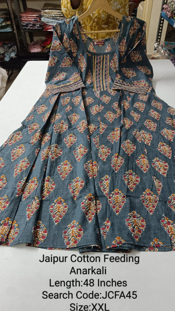 Cement Jaipur Cotton Feeding Anarkali - JCFA45