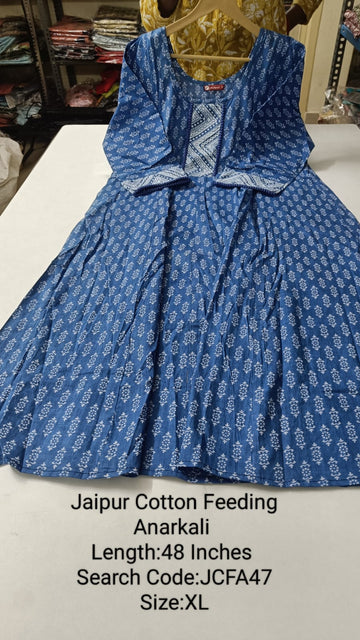 Blue  Jaipur Cotton Feeding Anarkali - JCFA47