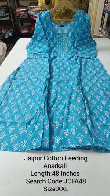 Blue  Jaipur Cotton Feeding Anarkali - JCFA48