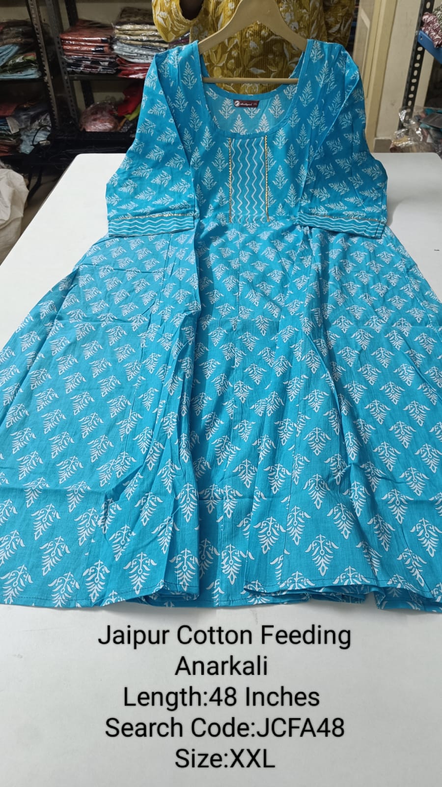 Blue  Jaipur Cotton Feeding Anarkali - JCFA48