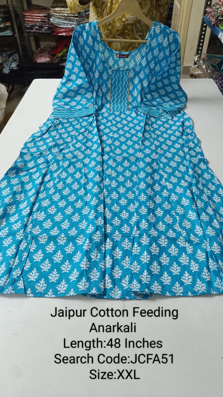Blue Jaipur Cotton Feeding Anarkali - JCFA51