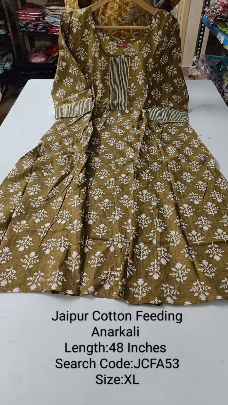 Mehandi Green Jaipur Cotton Feeding Anarkali - JCFA53
