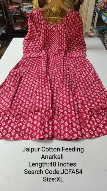 Pink Jaipur Cotton Feeding Anarkali - JCFA54