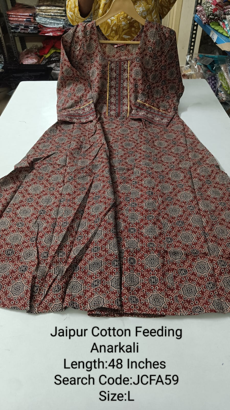 Maroon Jaipur Cotton Feeding Anarkali - JCFA59
