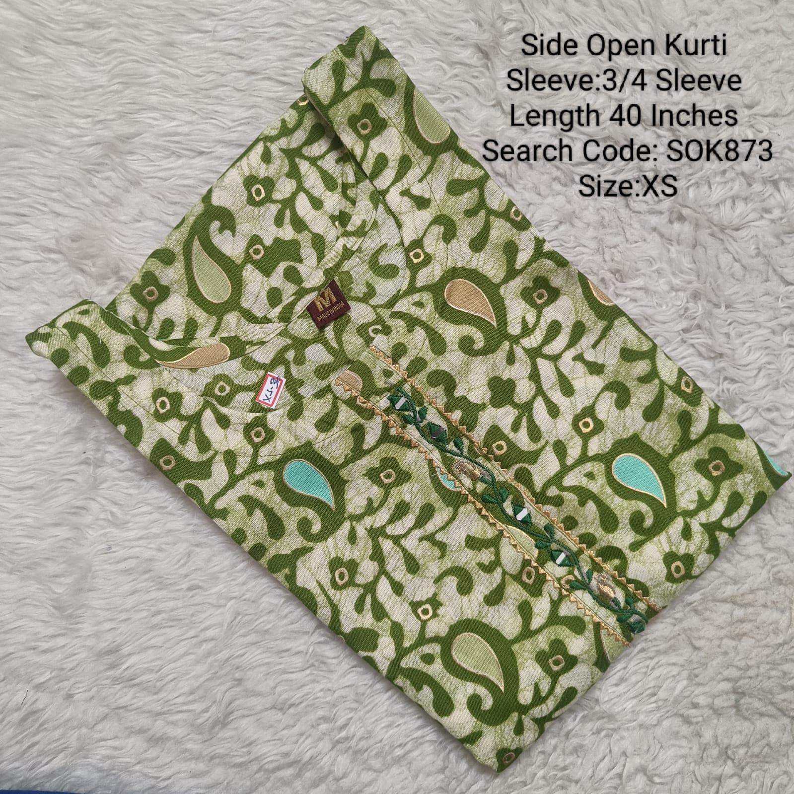 Green Side Open Kurtis -SOK873
