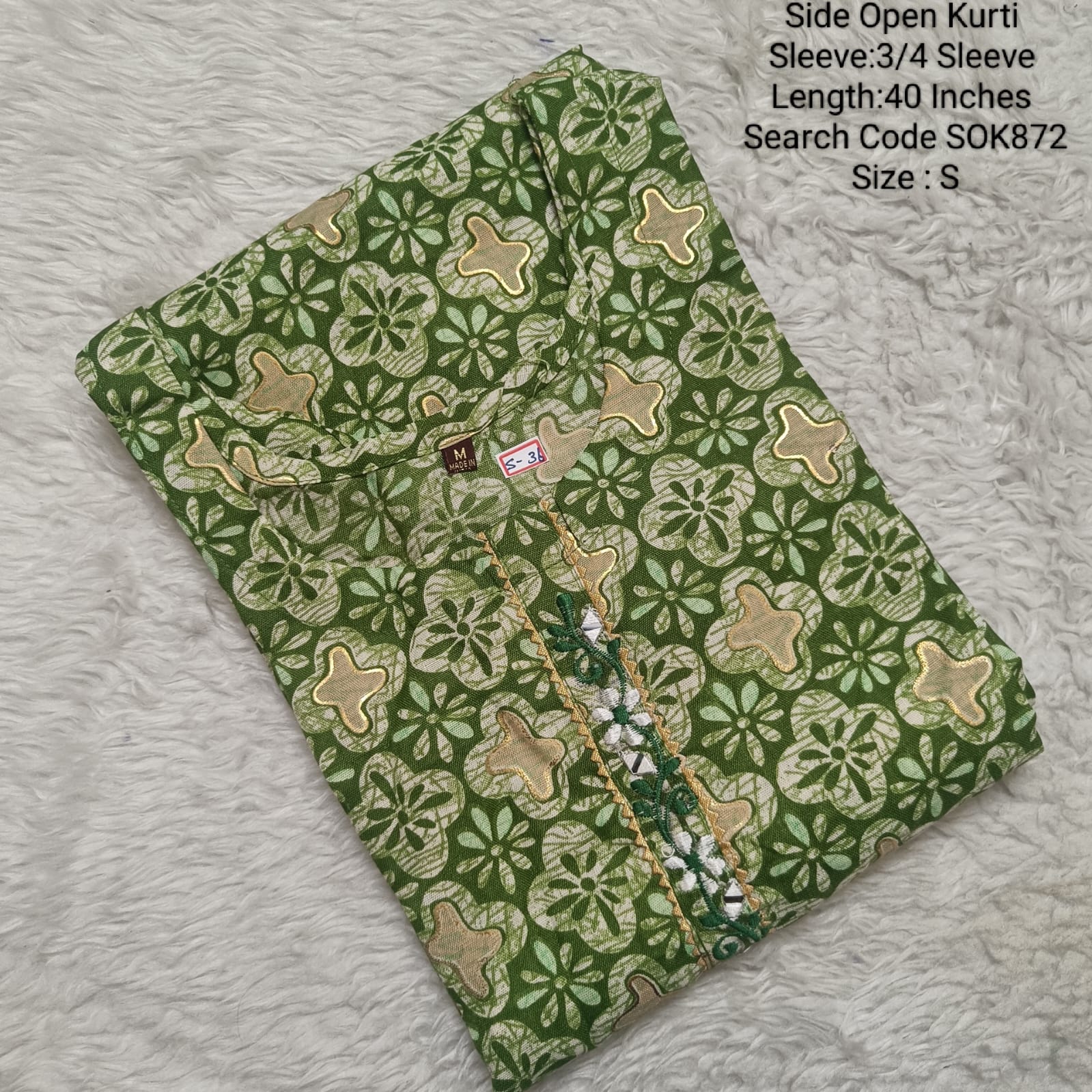 Green Side Open Kurtis -SOK872