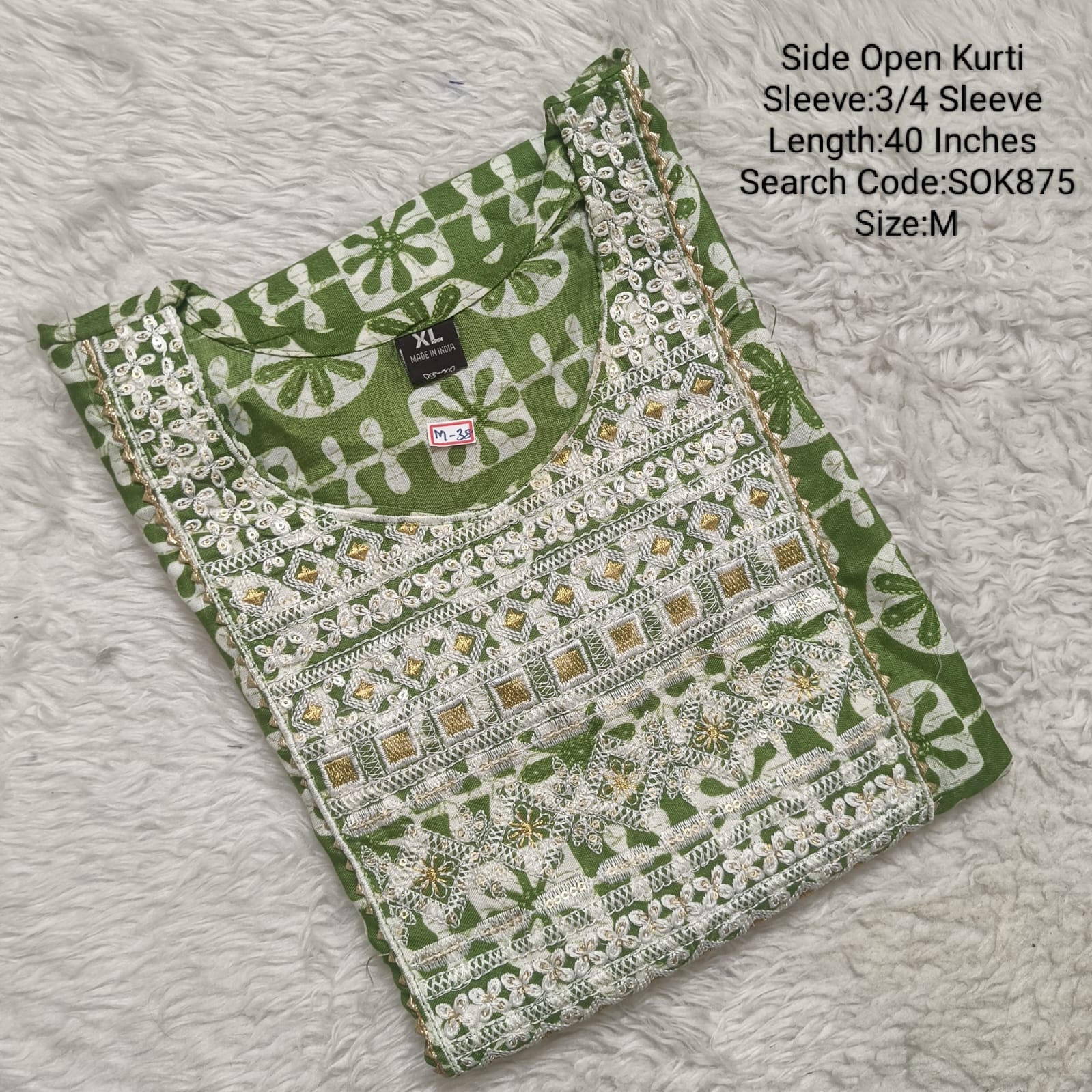 Green Side Open Kurtis -SOK875
