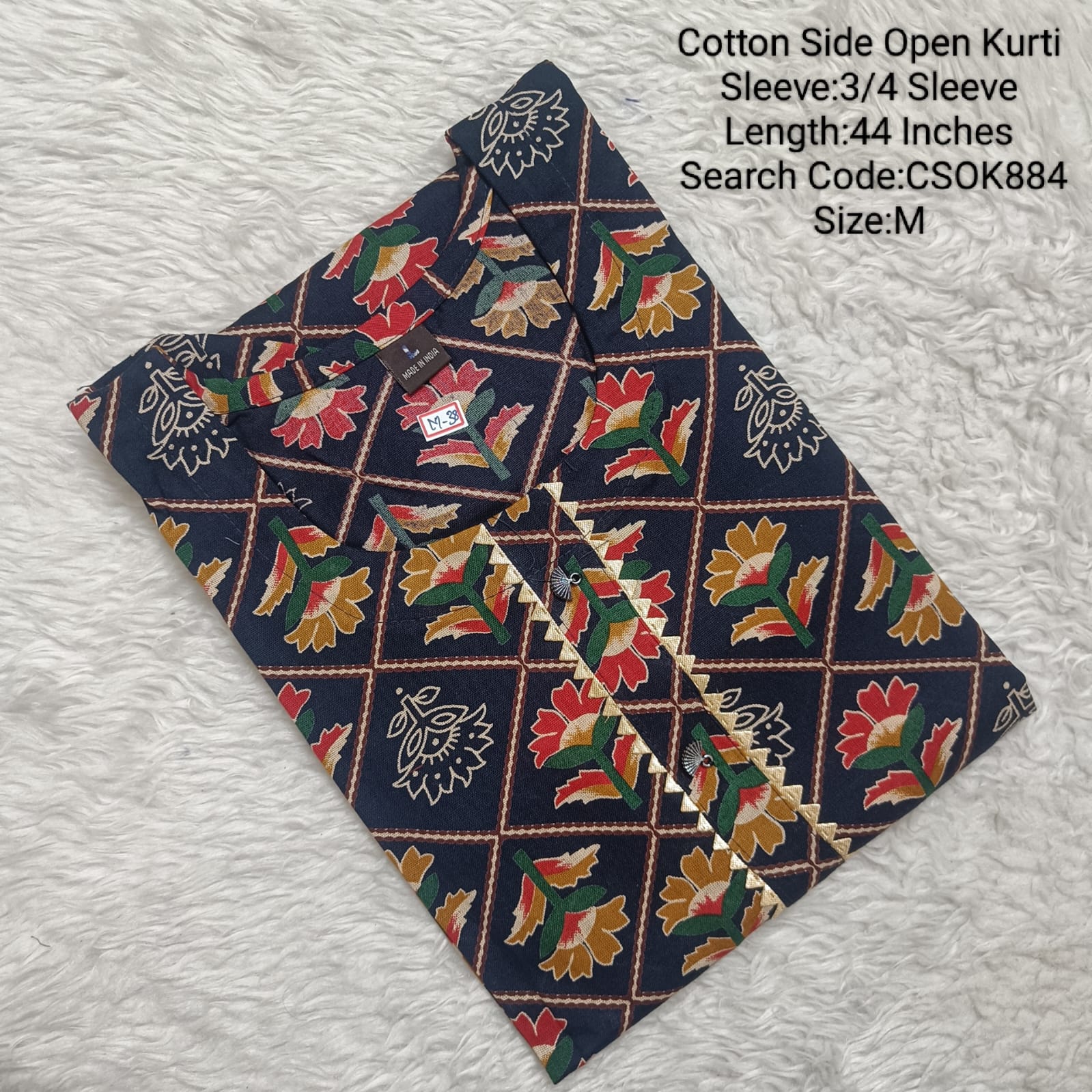 Navy Blue Side Open Kurtis -CSOK884