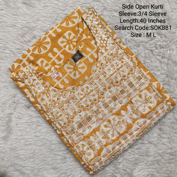 Mustard Side Open Kurtis -SOK881