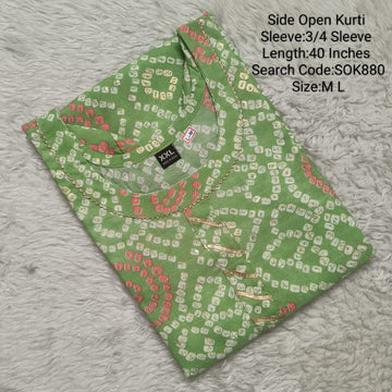 Green  Side Open Kurtis -SOK880