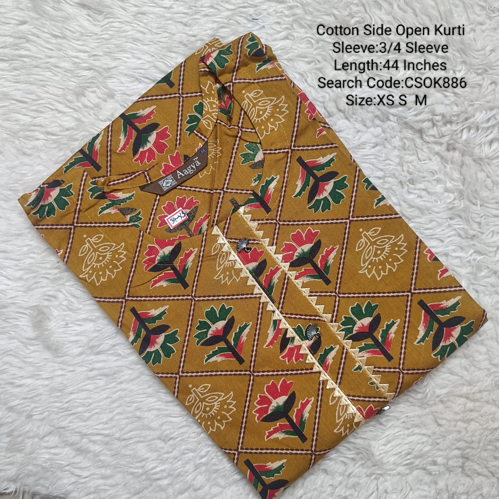 Mustard Side Open Kurtis -CSOK886