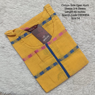 Yellow Side Open Kurtis -CSOK894