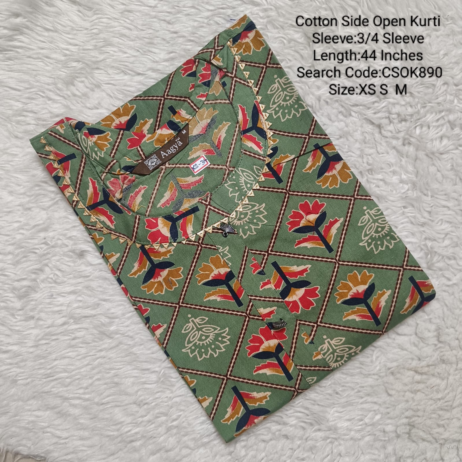 Green Side Open Kurtis -CSOK890