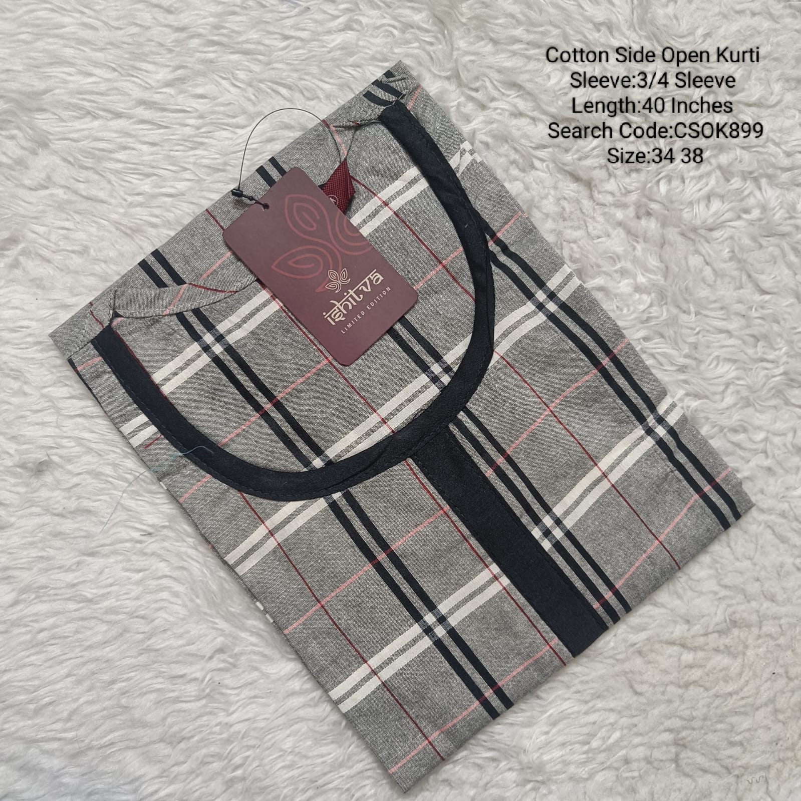 Grey  Side Open Kurtis -CSOK899