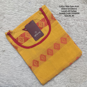 Yellow Side Open Kurtis -CSOK898