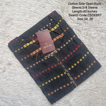 Black Side Open Kurtis -CSOK897