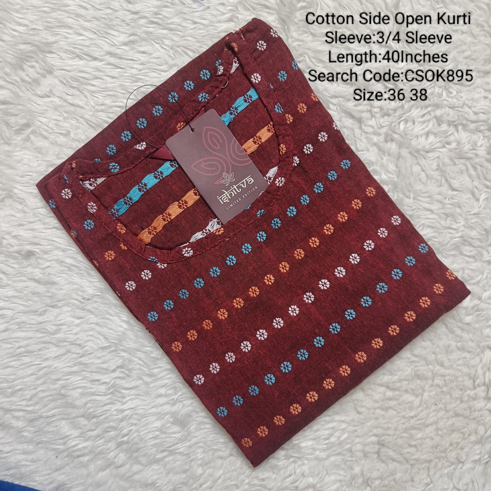 Maroon Side Open Kurtis -CSOK895