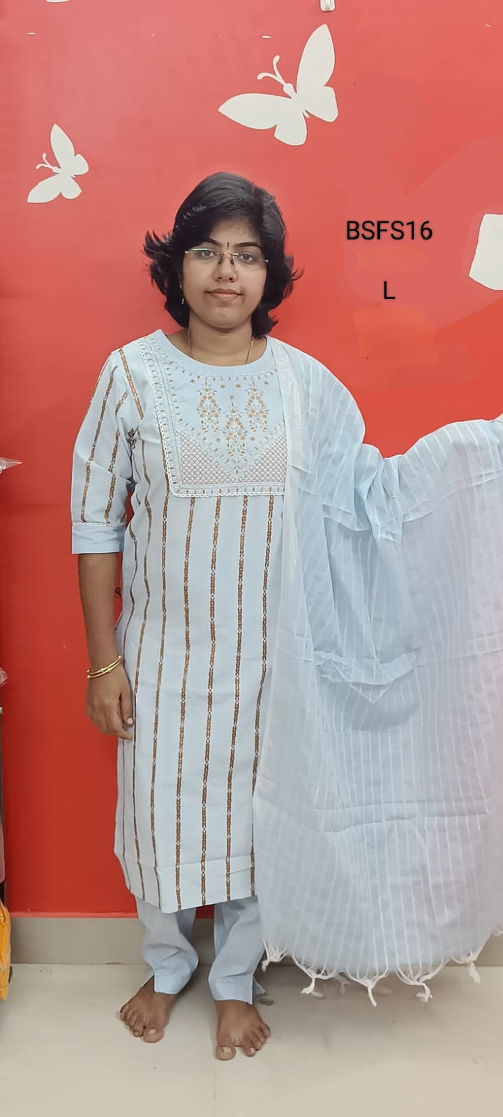 Light Blue Side Open Kurti Full Set -BSFS16