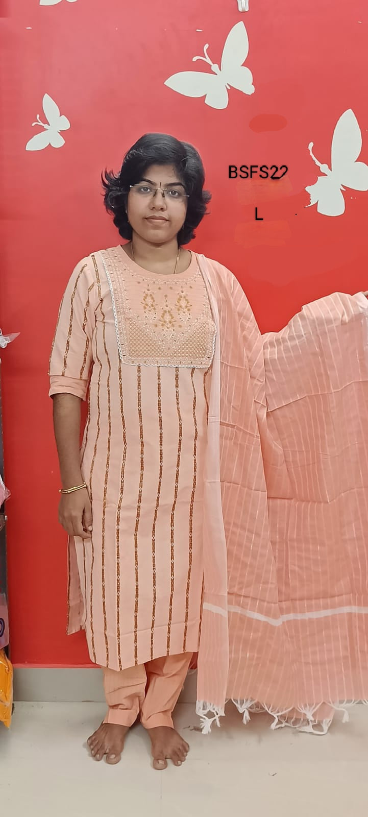 Light Orange Side Open Kurti Full Set -BSFS22