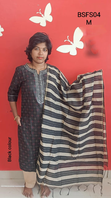 Black Side Open Kurti Full Set -BSFS04