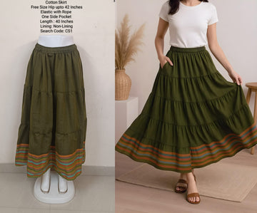 Mehndi Green Cotton Skirt -CS1