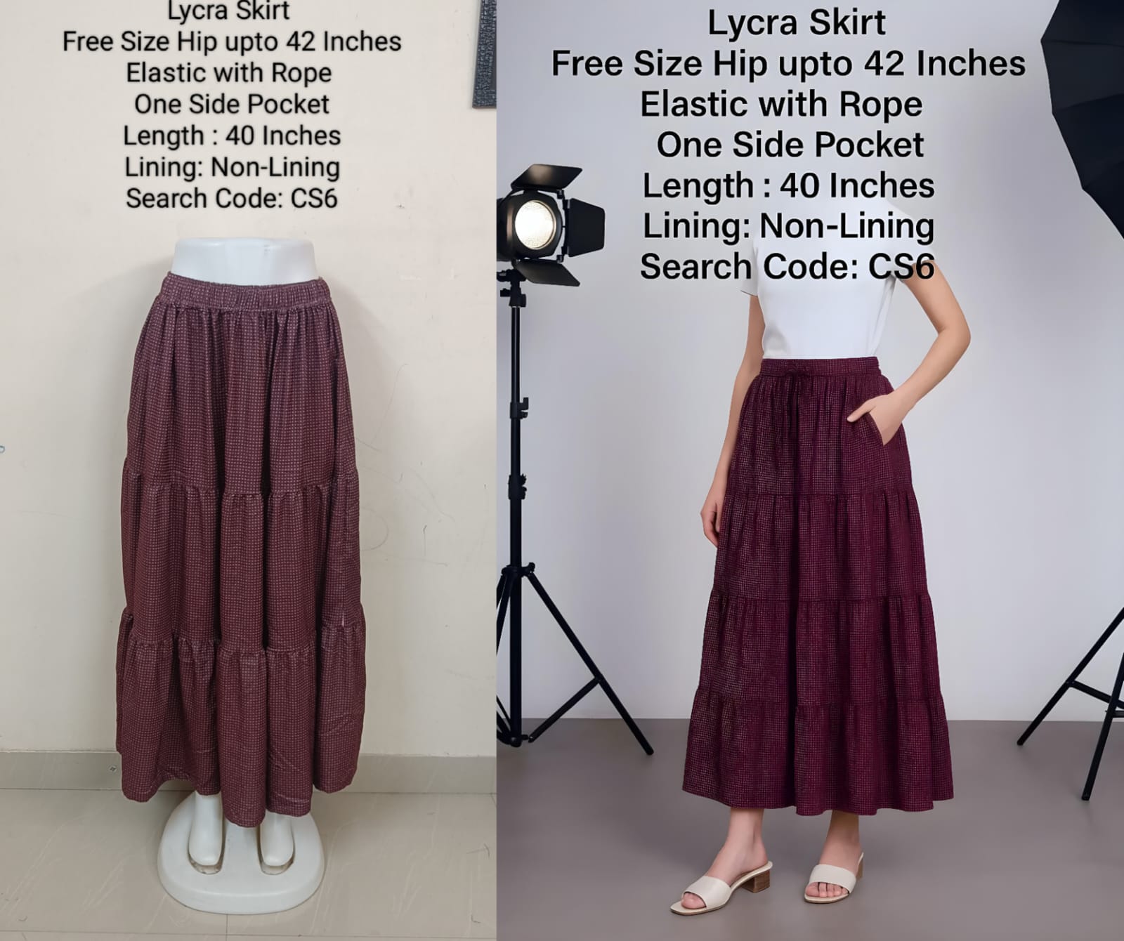 Purple Cotton Skirt -CS6