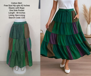 Bottle Green Cotton Skirt -CS5