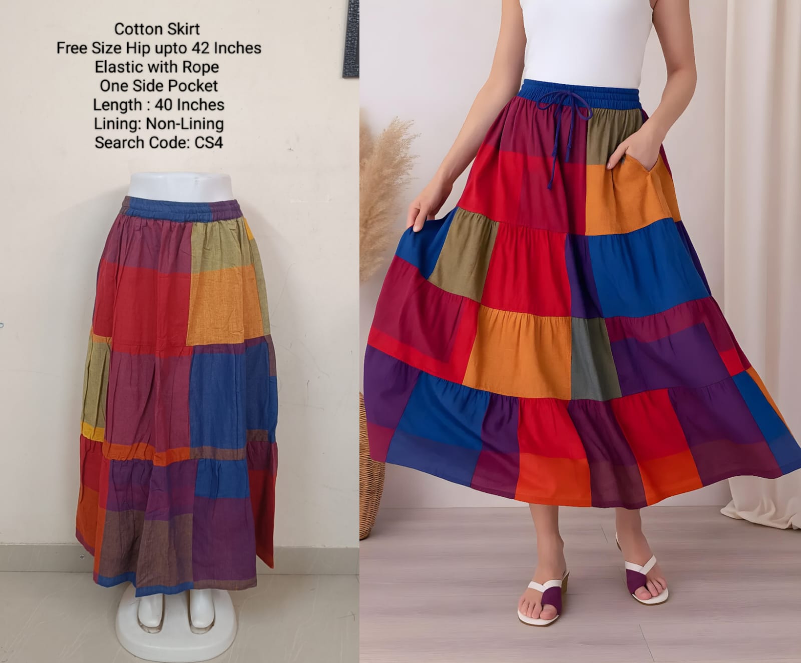 Rainbow Colour Cotton Skirt -CS4