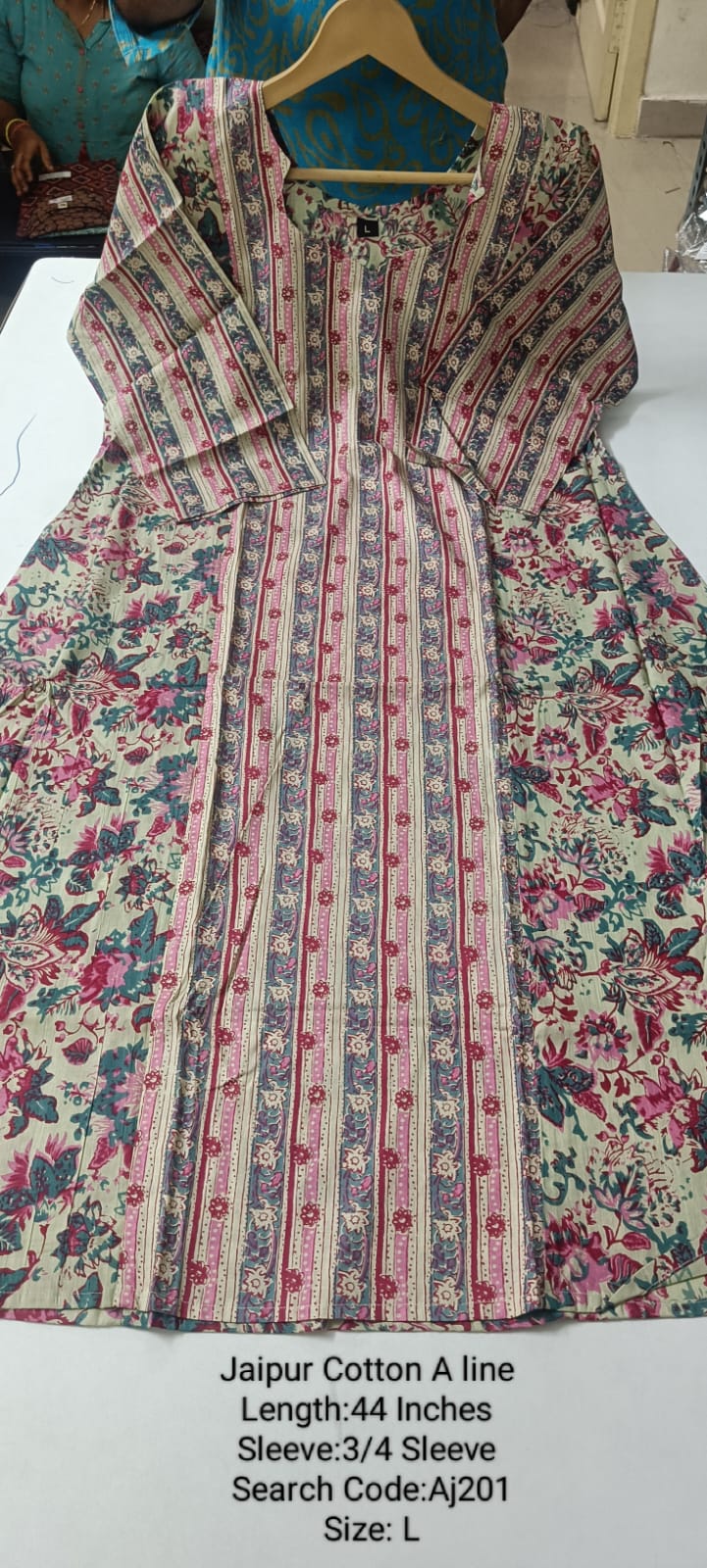 Mustard Jaipur Cotton A-Line  Kurtis - AJ201