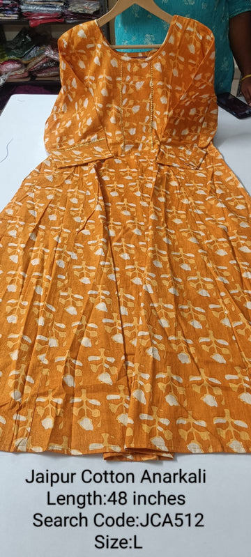Orange  Jaipur Cotton Anarkali - JCA512
