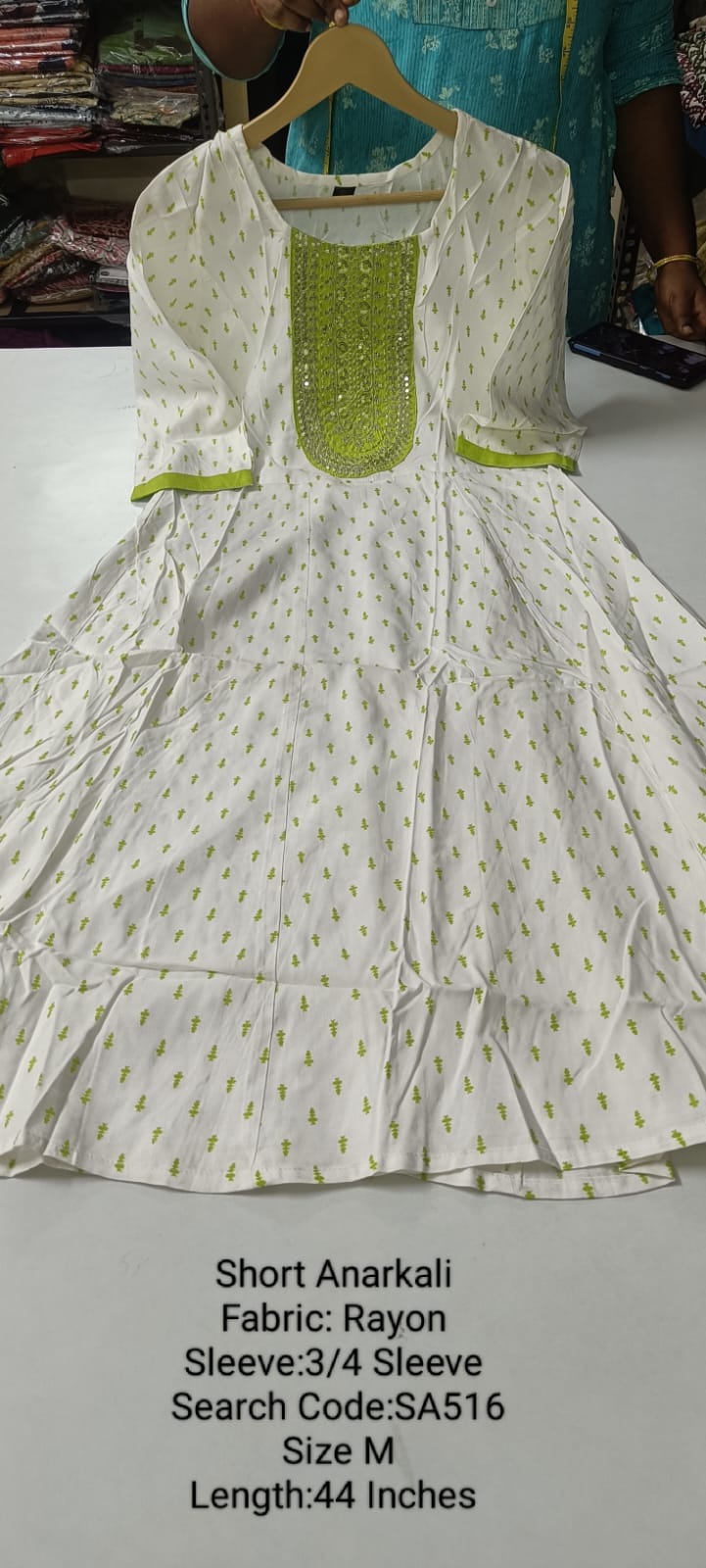 White Rayon Short Anarkali - SA516