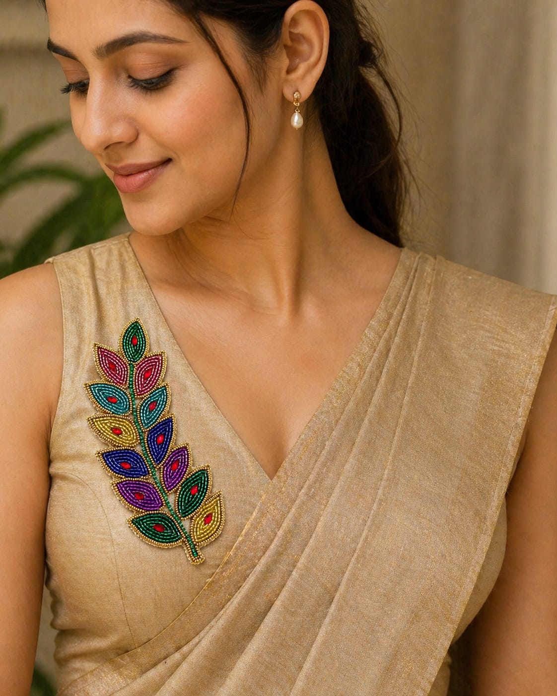 Rainbow Regal Leaf Brooch - B001