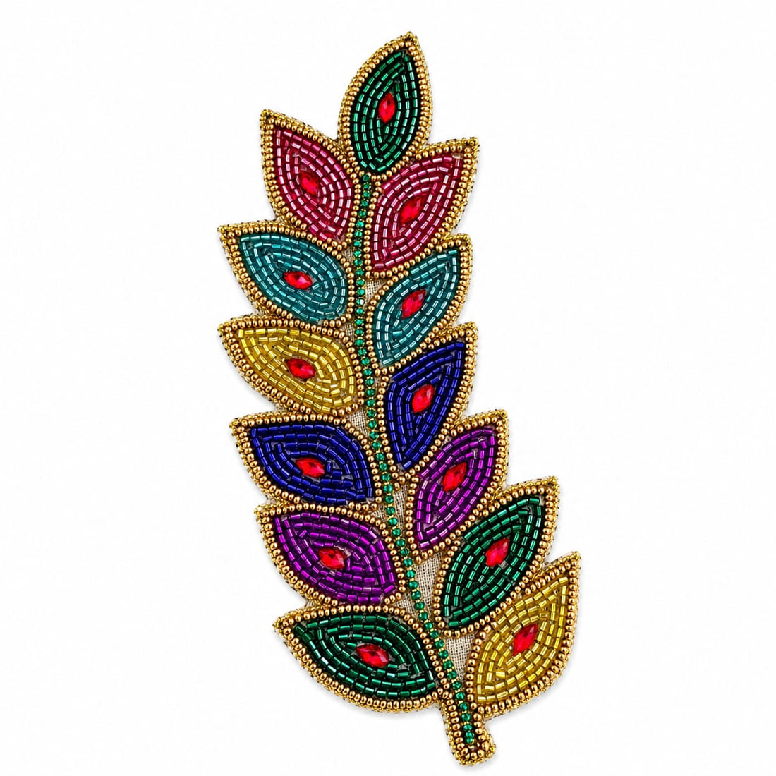 Rainbow Regal Leaf Brooch - B001