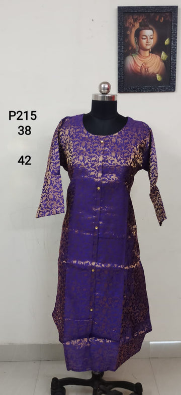Purple  Princess Cut Centre Slit Kurti - P215