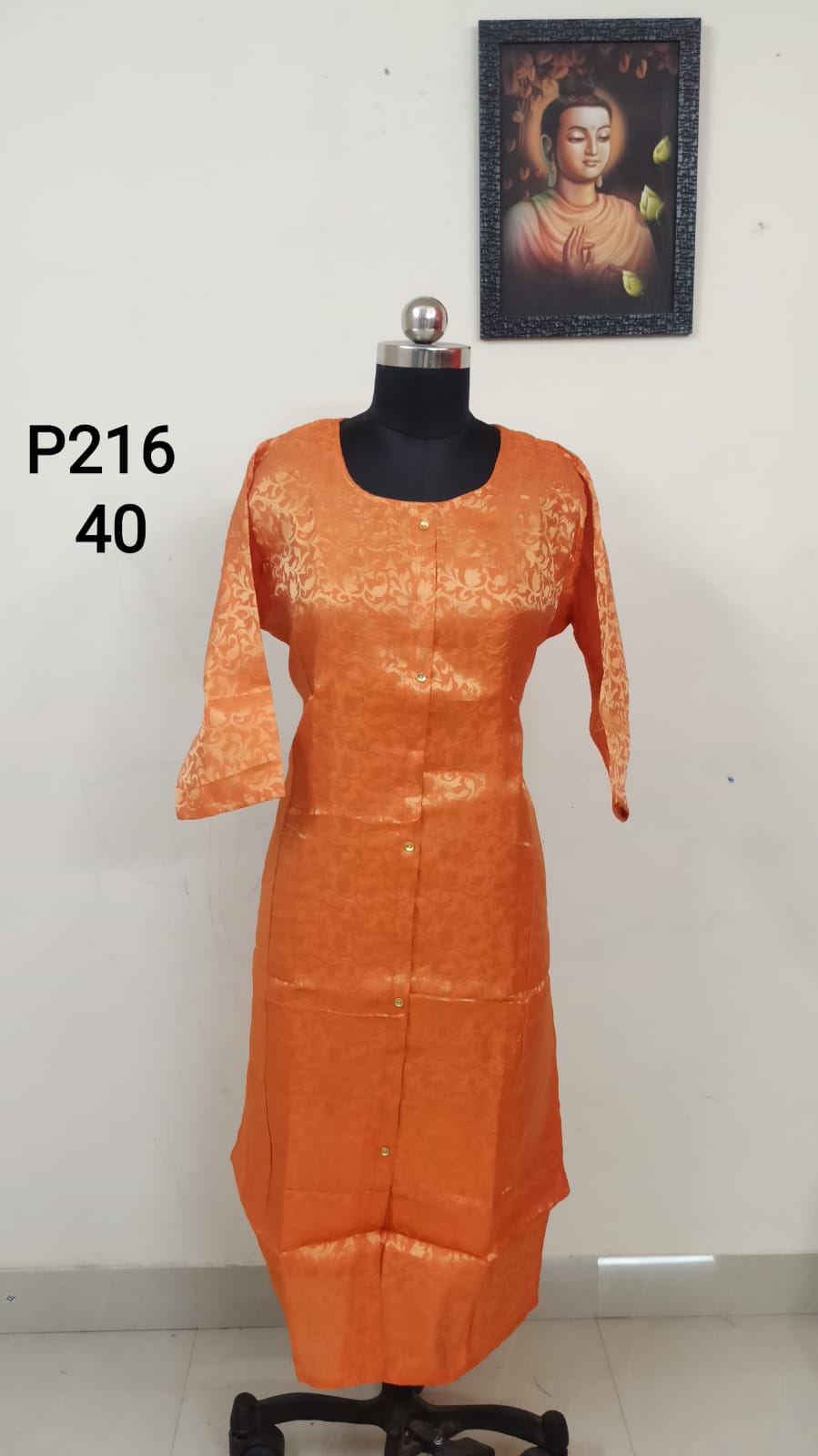 Orange Princess Cut Centre Slit Kurti - P216