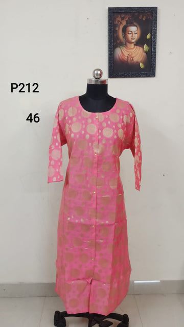 Pink Princess Cut Centre Slit Kurti - P212