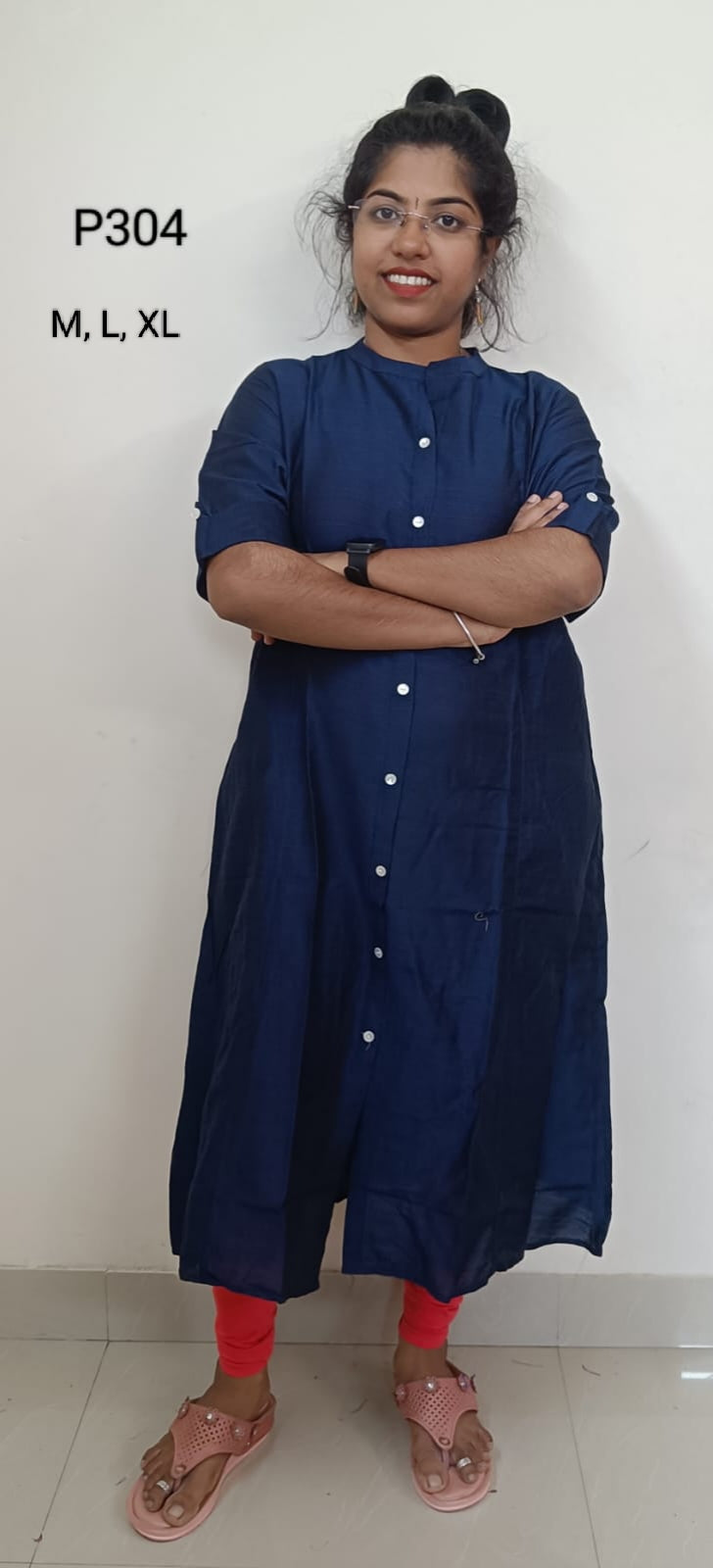 Ink Blue  Princess Cut Centre Slit Kurti - P304
