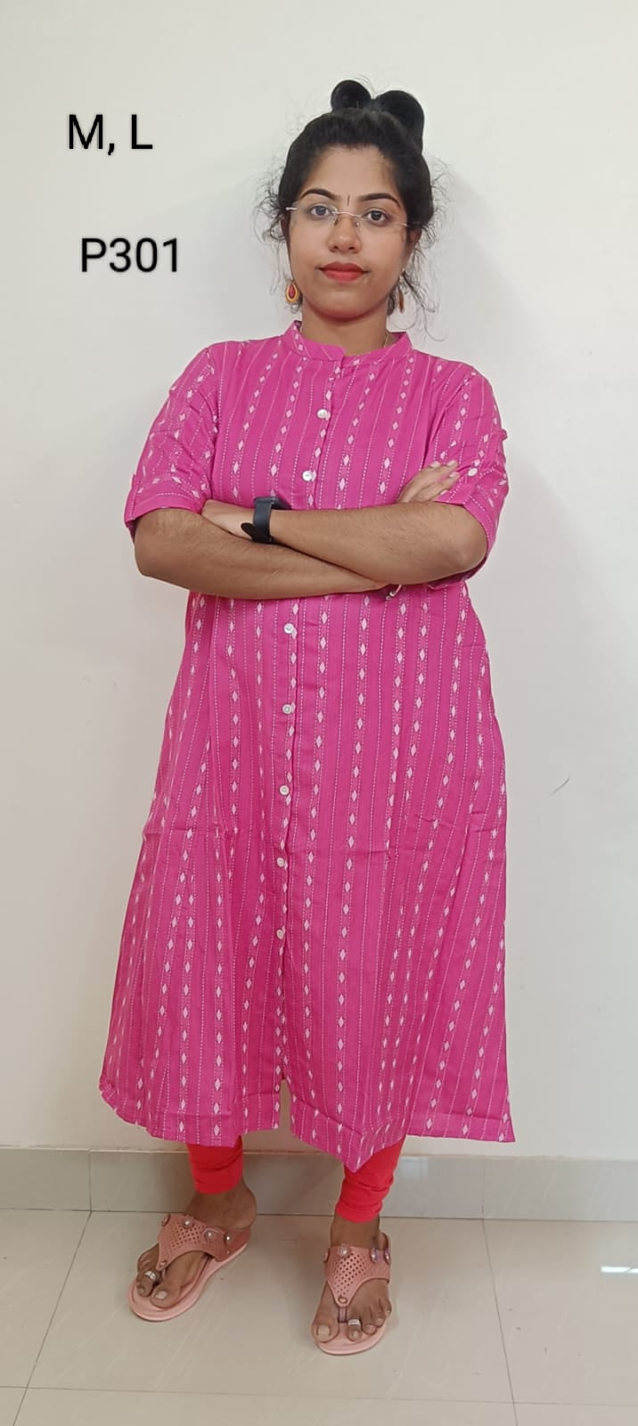 Pink Princess Cut Centre Slit Kurti - P301