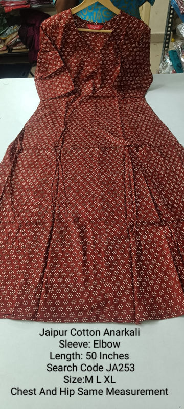Maroon Jaipur Cotton Anarkali - JA253
