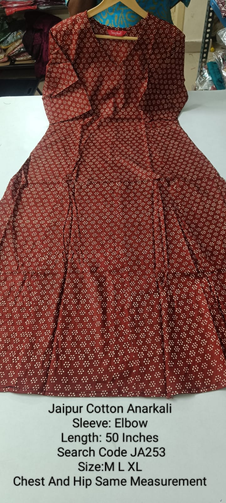 Maroon Jaipur Cotton Anarkali - JA253