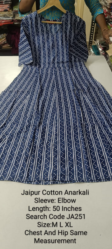 Navy Blue Jaipur Cotton Anarkali - JA251