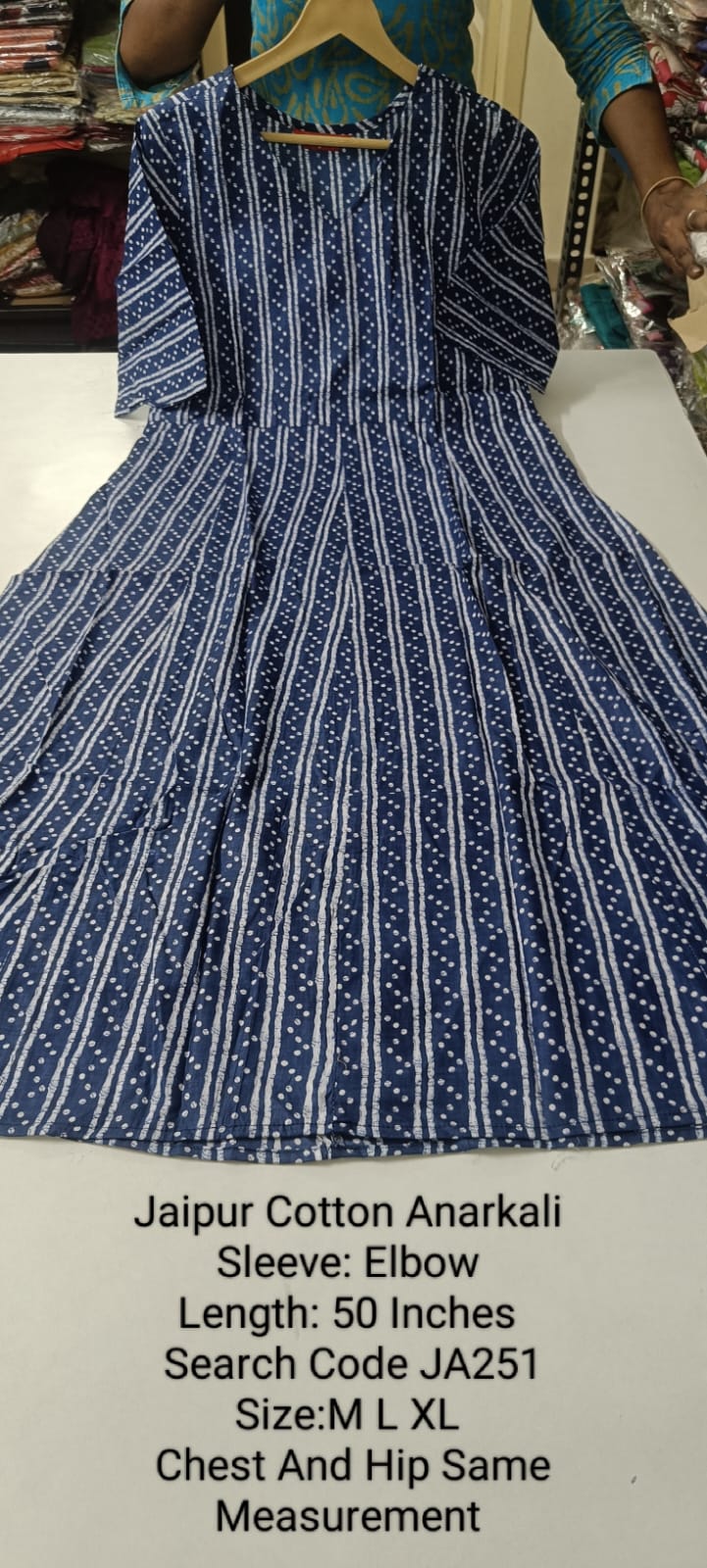Navy Blue Jaipur Cotton Anarkali - JA251