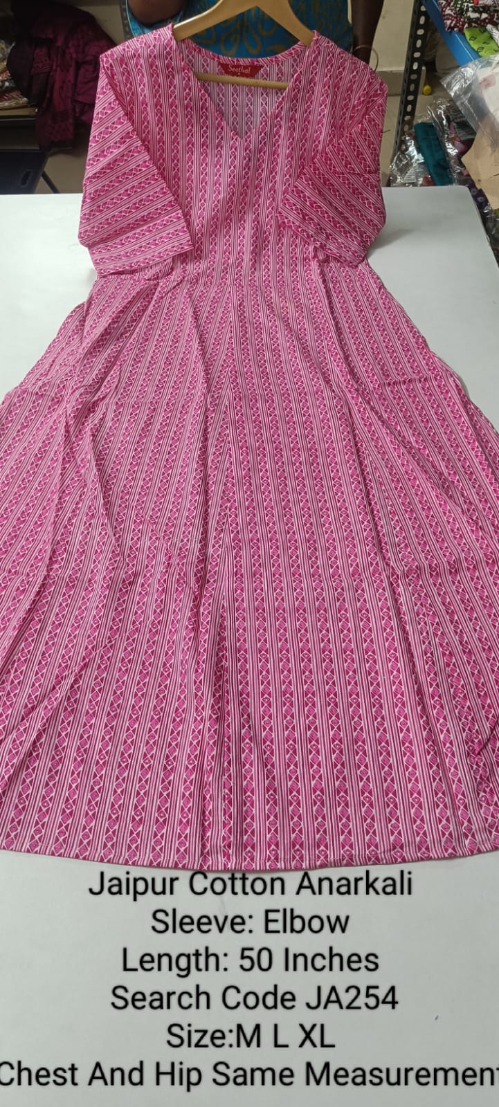 Pink Jaipur Cotton Anarkali - JA254