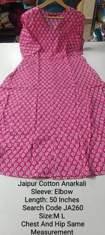 Pink Jaipur Cotton Anarkali - JA260