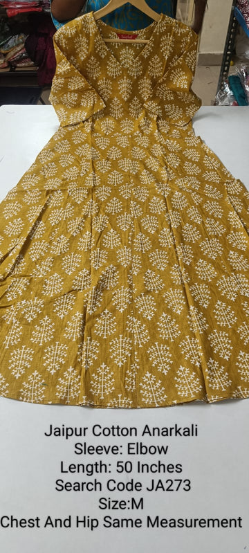 Mustard Jaipur Cotton Anarkali - JA273