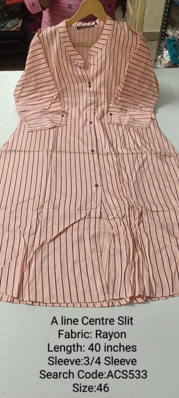 Sandal Rayon A-Line Centre Slit  Kurtis -ACS533