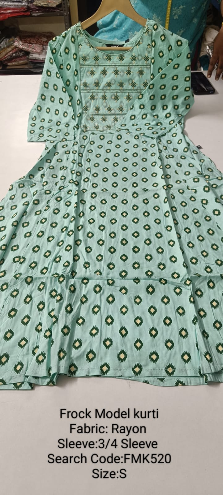 Green Rayon Frock Model Kurti - FMK520