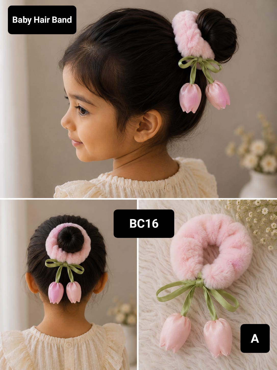 Fur Tulip Hair Scrunchies Korean Style Hair Band for Girls and Babies  -BC16
